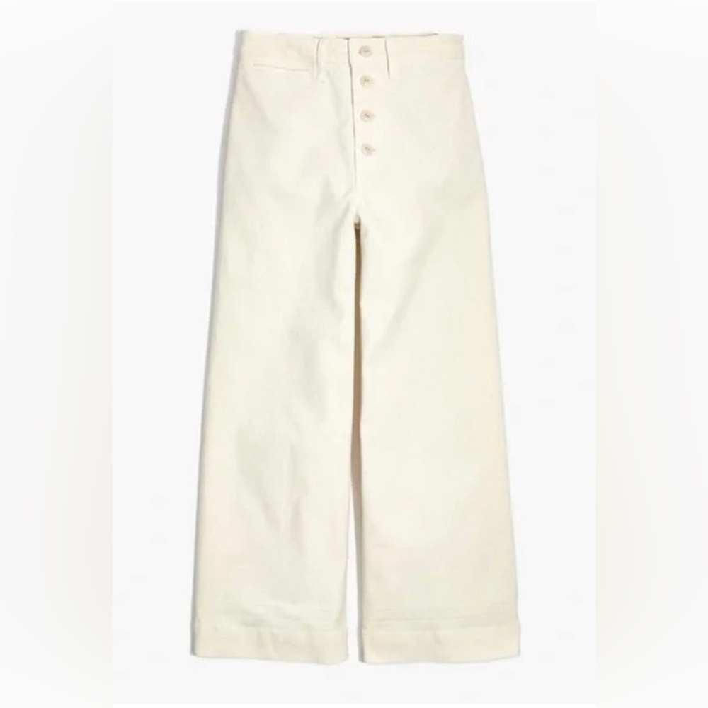 Madewell Emmett Wide Leg Crop Jeans Pants Sz 26 Ivory Button-Front Ed HiRise